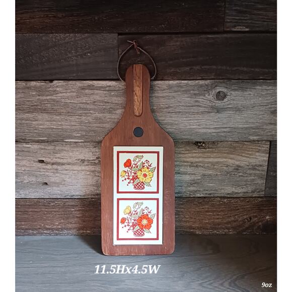 Vintage Wood Tile Floral Cheese Board Decor - Picture 1 of 4